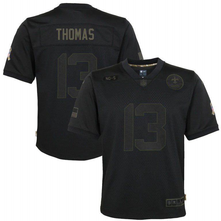 NFL New Orleans Saints #13 Michael Thomas Nike Youth 2020 Salute to Service Game  Black jerseys->women nfl jersey->Women Jersey